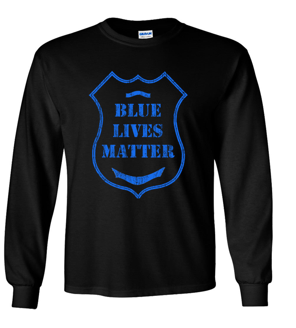 Blue Lives Matter Police Badge Shirt Black, White, Blue All Lives Matter