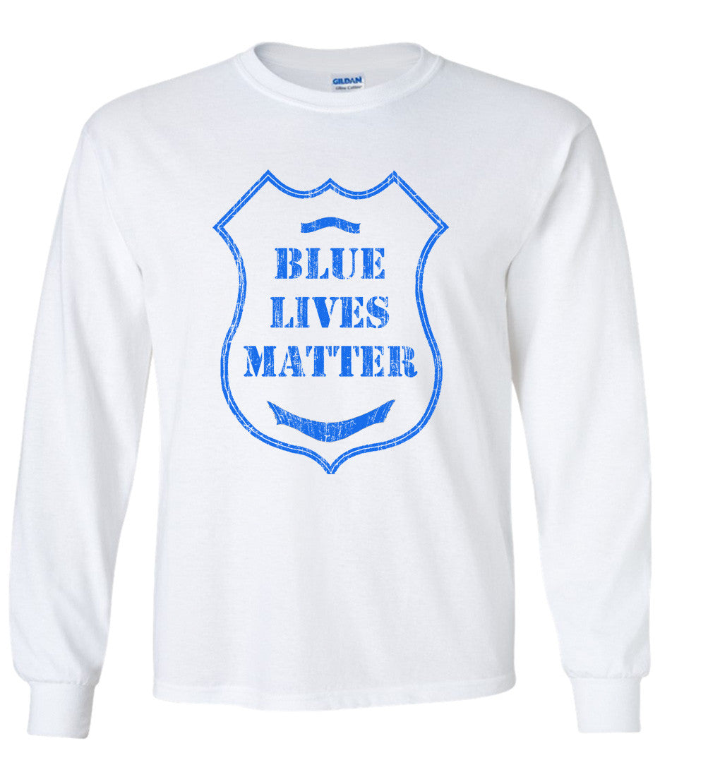 Blue Lives Matter Police Badge Shirt Black, White, Blue All Lives Matter